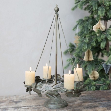 Metalowy Świecznik z Liśćmi Chic Antique