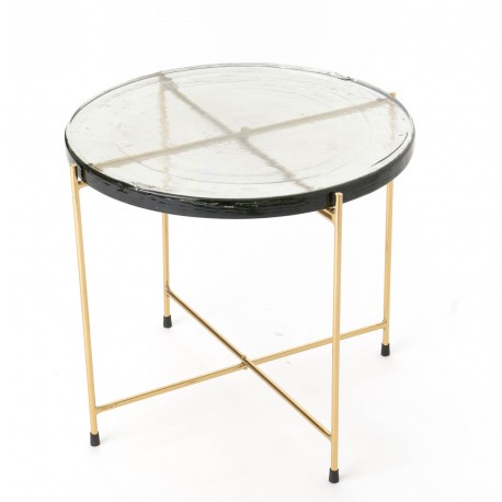 Złoty Stolik Skandynawski Ze Szklanym Blatem A