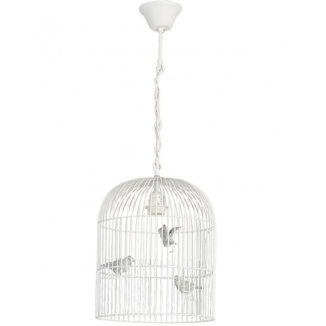 lampa prowansalska w kształcie klatki z ptaszkami w środku