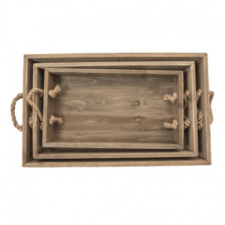Duże Tace Drewniane 3 szt. Clayre & Eef