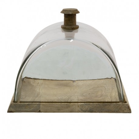 Drewniana Taca Ze Szklanym Kloszem A Clayre & Eef