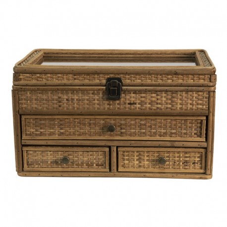 Rattanowe Pudełko Boho z Szufladkami i Przegródkami Clayre & Eef