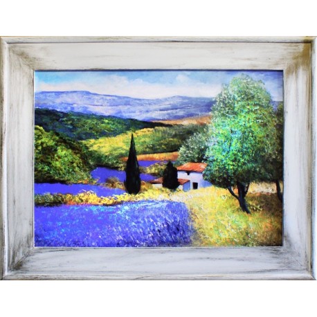 Duży Obraz Prowansalski z Polami Lawendy C