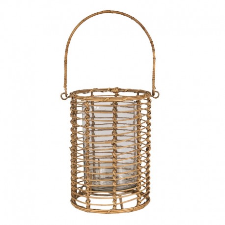 Rattanowy Lampion Brązowy A Clayre & Eef