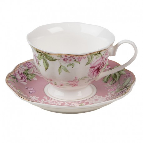 Porcelanowe Filiżanki w Kwiaty A Clayre & Eef