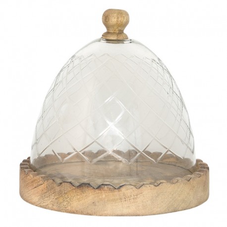 Drewniana Taca ze Szklanym Kloszem 1A Clayre & Eef