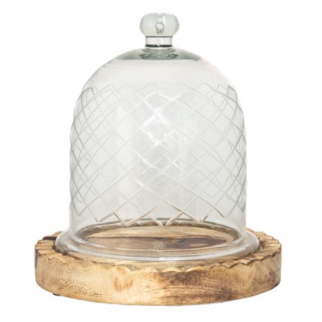 Drewniana Taca ze Szklanym Kloszem 1B Clayre & Eef
