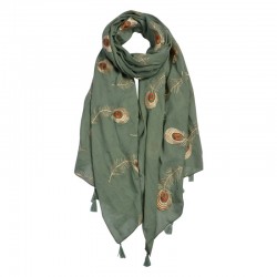 Zielona Chusta w Pawie Pióra Clayre & Eef