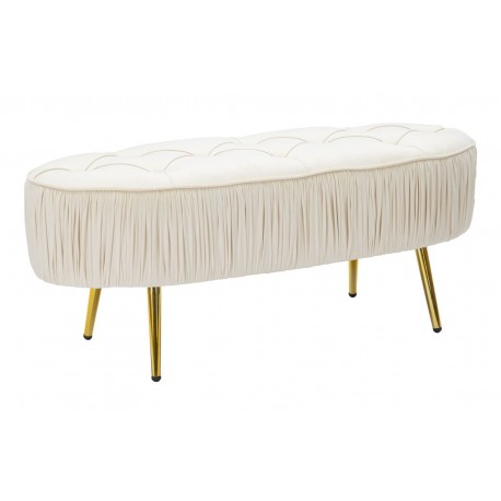 Ławka Glamour Pikowana Owalna Kremowa Mauro Ferretti