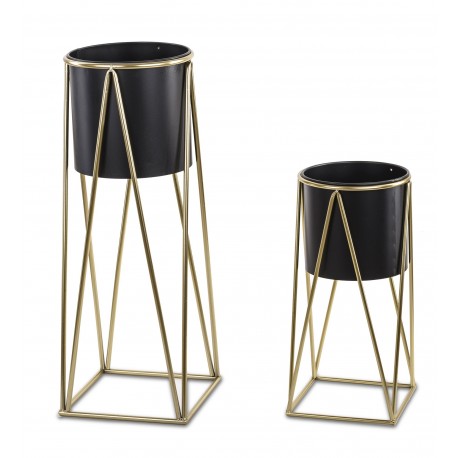 Złote Kwietniki z Czarnymi Osłonkami 2 szt. A