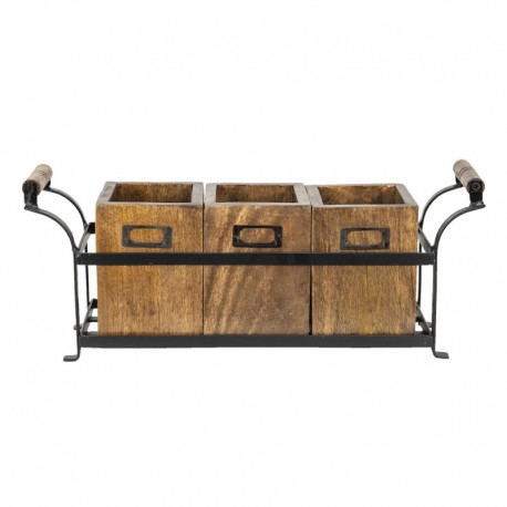 Drewniane Pojemniki Na Metalowej Tacy Clayre & Eef