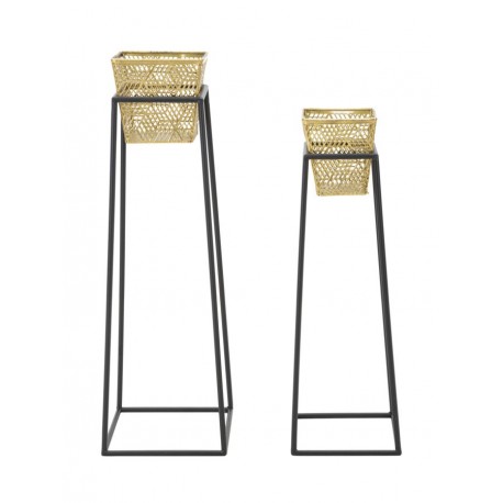 Metalowe Kwietniki Czarno-Złote 2szt. E Mauro Ferretti