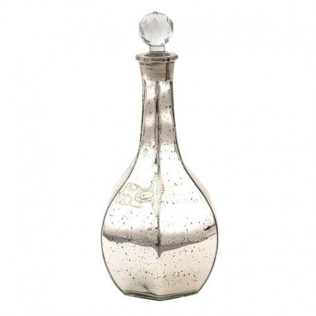Szklany Flakon/Karafka Ozdobna Srebrna Clayre & Eef