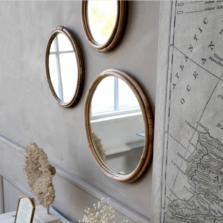 Lustro w Bambusowej Ramie Chic Antique Okrągłe C