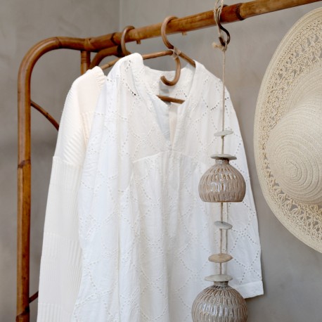 Rattanowy Wieszak Podłogowy z Półką Chic Antique Anor