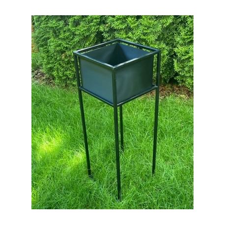 Metalowy Kwietnik Czarny Wysoki z Plastikową Osłonką