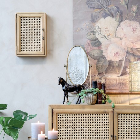 Szafka Nocna Boho Chic Antique z Rattanowymi Frontami