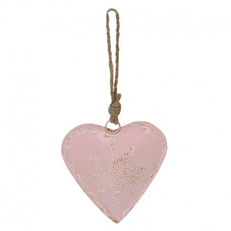 Zawieszka Ozdobna Metalowe Serce Różowe Clayre & Eef