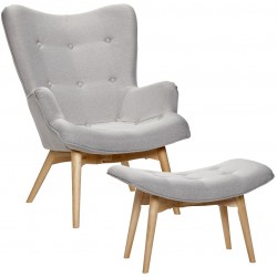 Fotel w Stylu Skandynawskim z Podnóżkiem