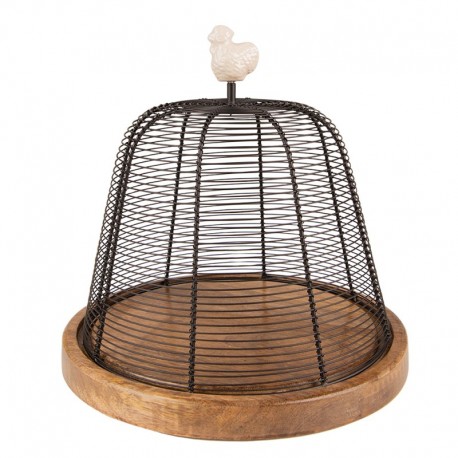 Drewniana Taca z Metalowym Kloszem Clayre & Eef