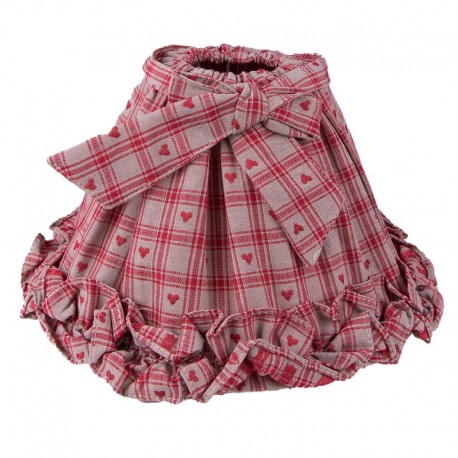 Bawełniany Abażur W kratę i Serca z Kokardą C Clayre & Eef