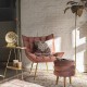 Welurowy Fotel Pikowany Różowy Clayre & Eef