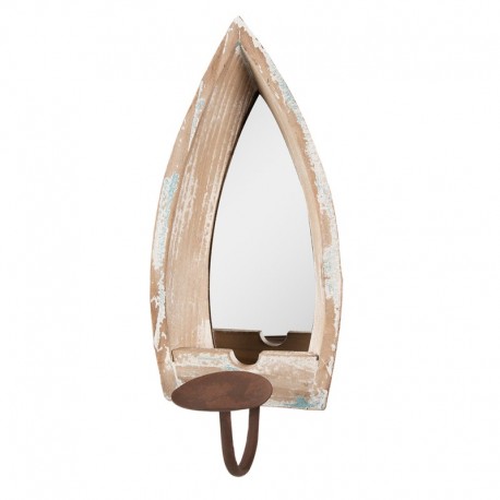 Świecznik Ścienny Postarzany z Lusterkiem Clayre & Eef