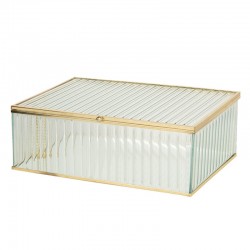 Szklane Pudełko ze Złotymi Krawędziami Paski XL Clayre & Eef