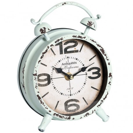 Zegar w kształcie budzika w stylu retro w miętowym odcieniu