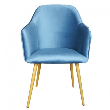 Krzesło Tapicerowane Welur Niebieskie Clayre & Eef