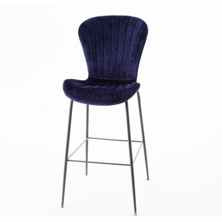 Welurowe Krzesło Barowe Granatowe