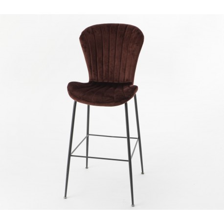 Welurowe Krzesło Barowe Bordowe