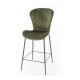 Welurowe Krzesło Barowe Zielone B