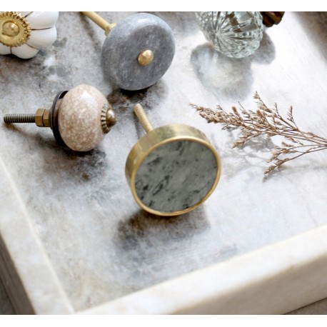 Marmurowa Gałka Do Mebli Chic Antique Szara