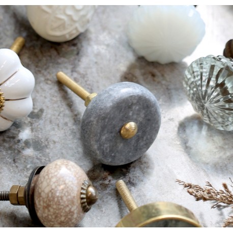 Ozdobna Gałka Meblowa Marmurowa Chic Antique Szara