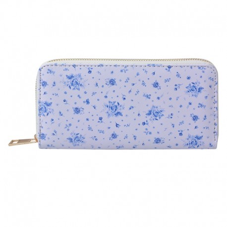 Podłużny Portfel w Niebieskie Kwiatki Clayre & Eef