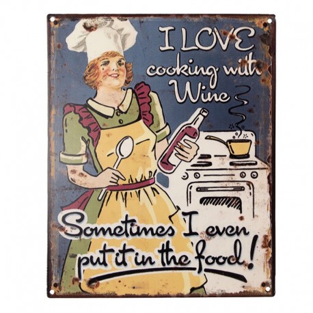 Tabliczka Vintage Cooking With Wine Clayre & Eef