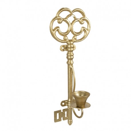 Złoty Świecznik Ścienny Klucz Clayre & Eef