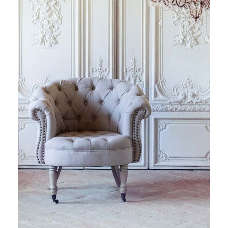 Fotel w Stylu Prowansalskim Pikowany Blanc Mariclò A