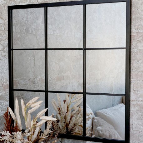 Duże Lustro Okno w Metalowej Ramie Chic Antique C