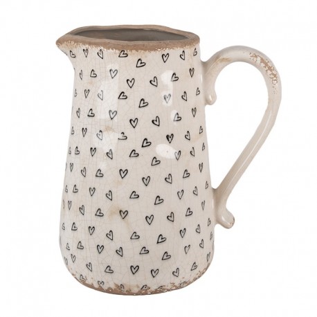 Ceramiczny Dzbanek Ozdobny w Serca A Clayre & Eef