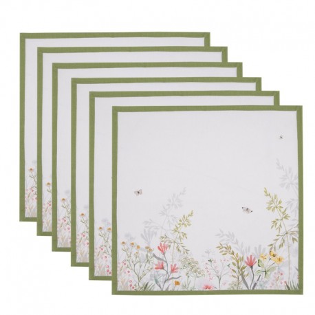 Bawełniane Serwetki Stołowe w Kwiaty Polne 6 szt. Clayre & Eef