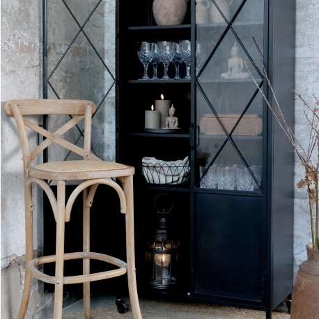 Krzesło Barowe z Rattanowym Siedziskiem i Oparciem Chic Antique