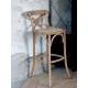 Krzesło Barowe z Rattanowym Siedziskiem i Oparciem Chic Antique