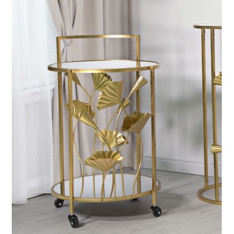 Złoty Stolik Na Kółkach Glamour Flow Mauro Ferretti