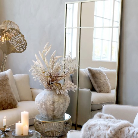 Lustro z Ozdobnymi Szprosami Chic Antique Mosiądz B