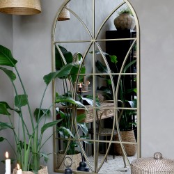 Lustro z Ozdobnymi Szprosami Chic Antique Mosiądz C