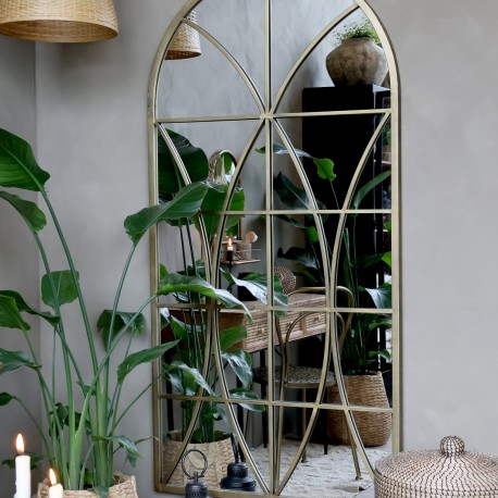 Lustro z Ozdobnymi Szprosami Chic Antique Mosiądz C