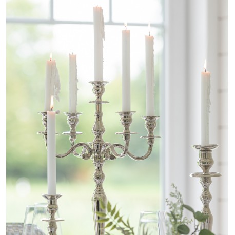 Duży Świecznik Pięcioramienny Srebrny J-Line