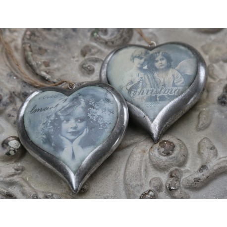 Serca Chic Antique z Aniołkami 2szt.